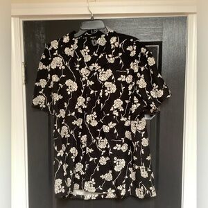 Forever 21 Black Shirt with White Floral Print. 451